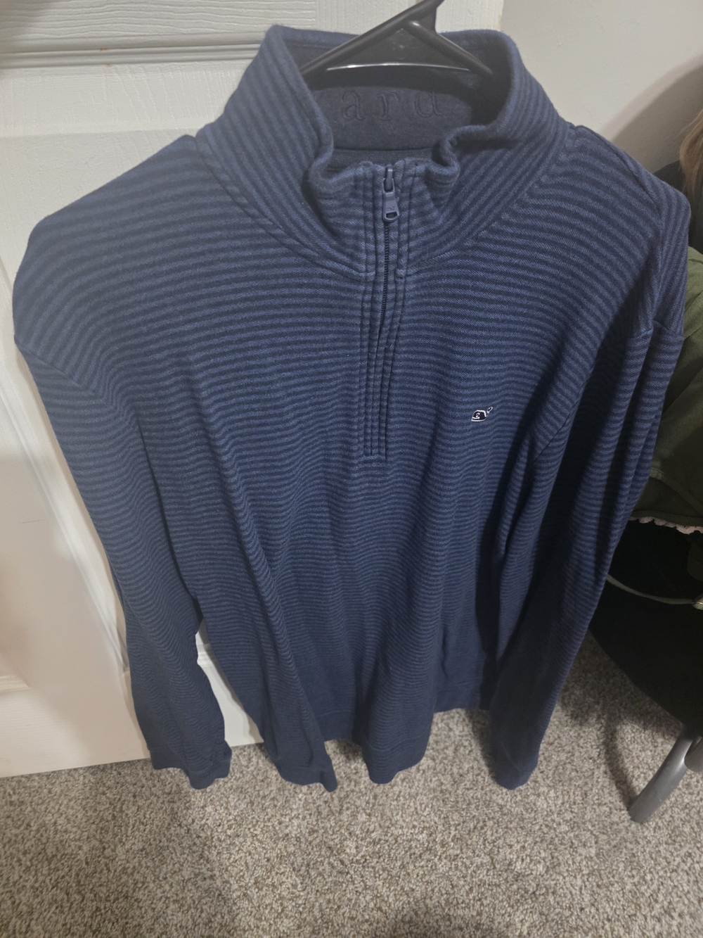 Vineyard Vines Men's Navy Striped Quarter-Zip Pullover